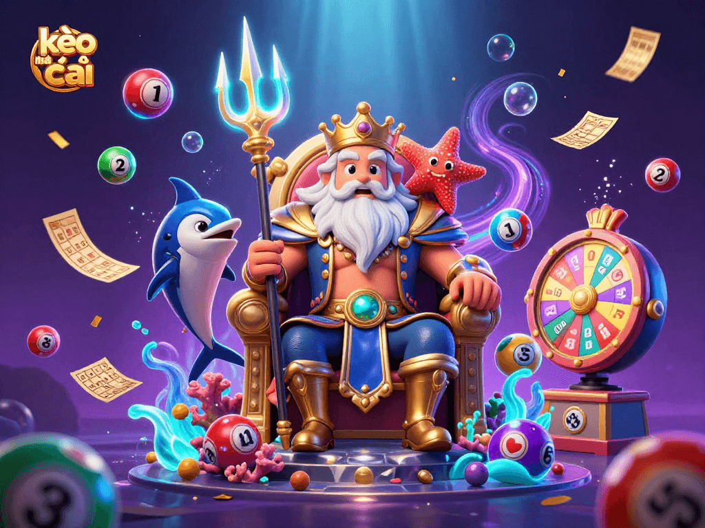 Engage with kèo nhà cái lottery fun featuring vibrant characters and dynamic game elements in a magical underwater scene.
