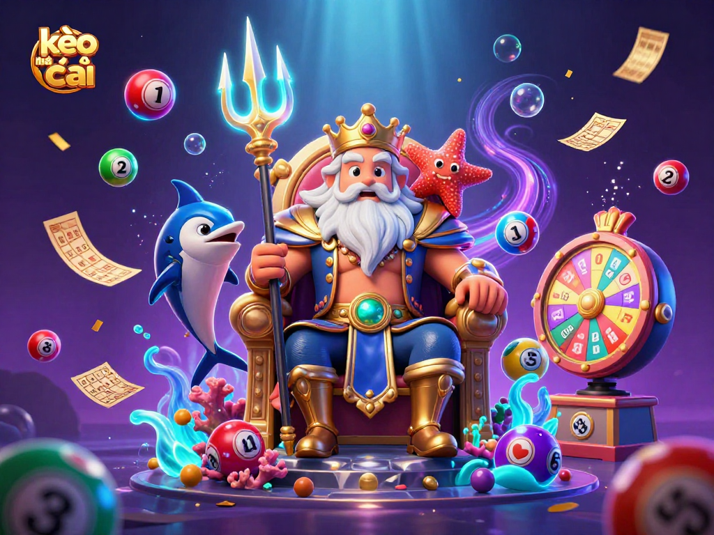 Engage with kèo nhà cái lottery fun featuring vibrant characters and dynamic game elements in a magical underwater scene.