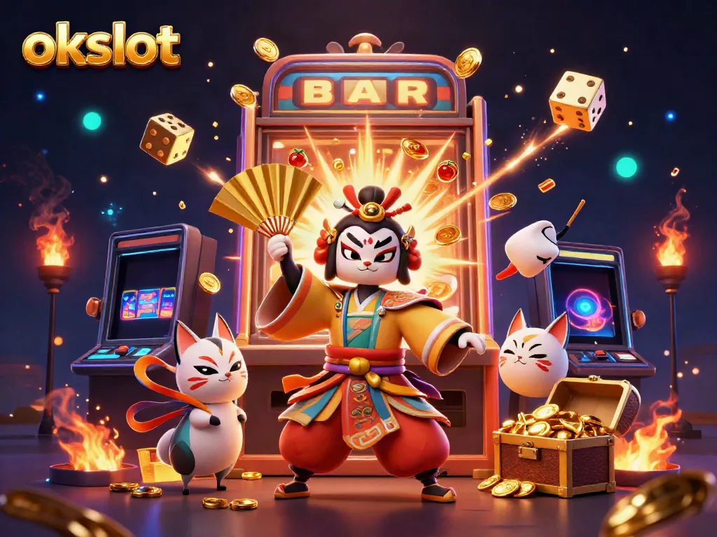 สัญลักษณ์สล็อตและความตื่นเต้นในเกม okslot พร้อมภาพประกอบ 3D สวยงาม