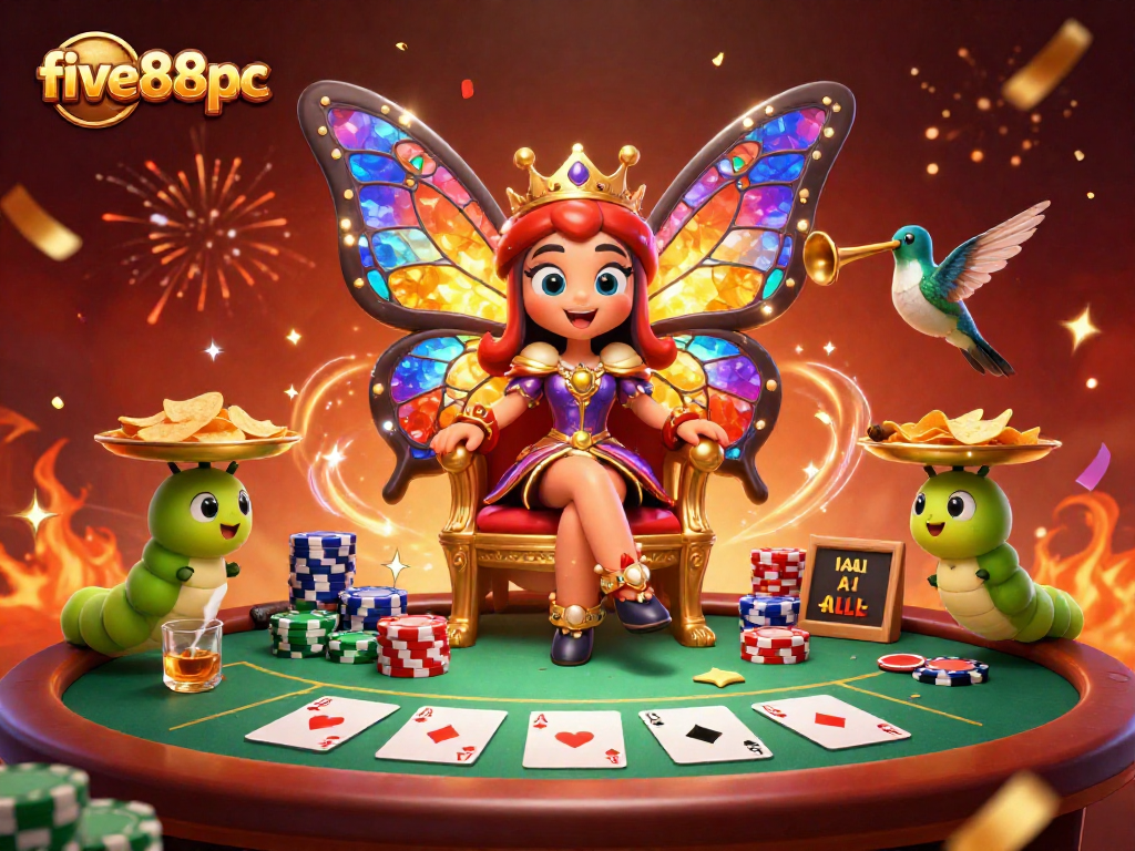 Experience the thrill of gaming with five88pc, featuring a vibrant 3D casino scene full of excitement.