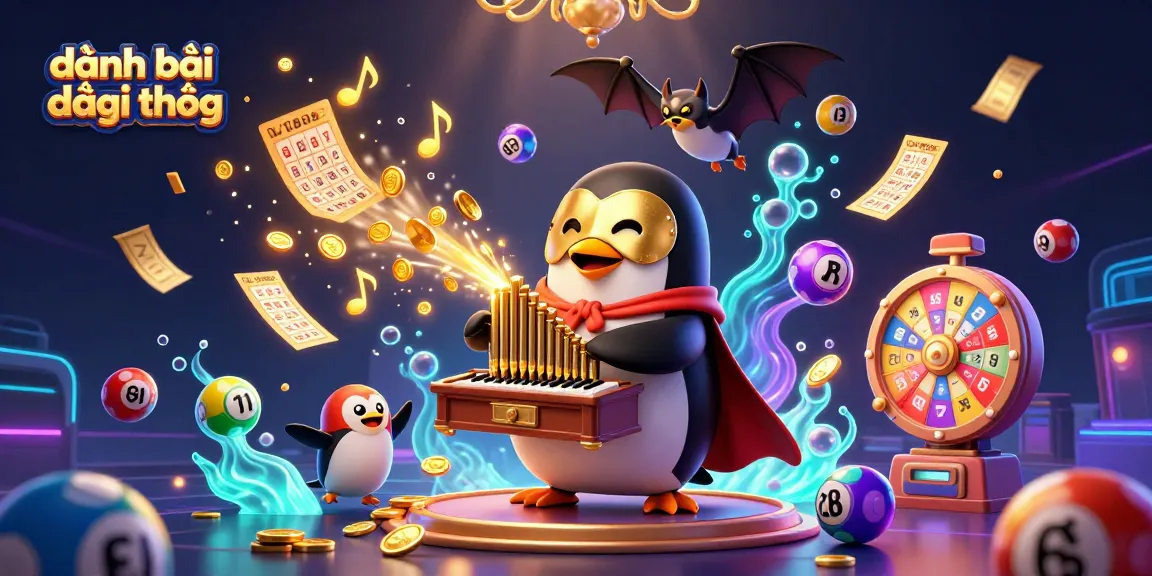 Engage in đánh bài đổi thưởng with vibrant lottery elements and dynamic casino characters.