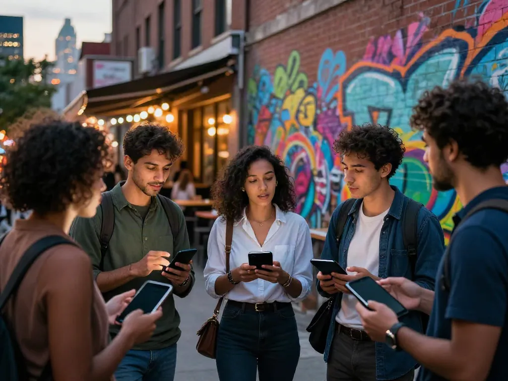 Engaged young adults discussing business ideas in an urban setting, showcasing the spirit of rokok88.