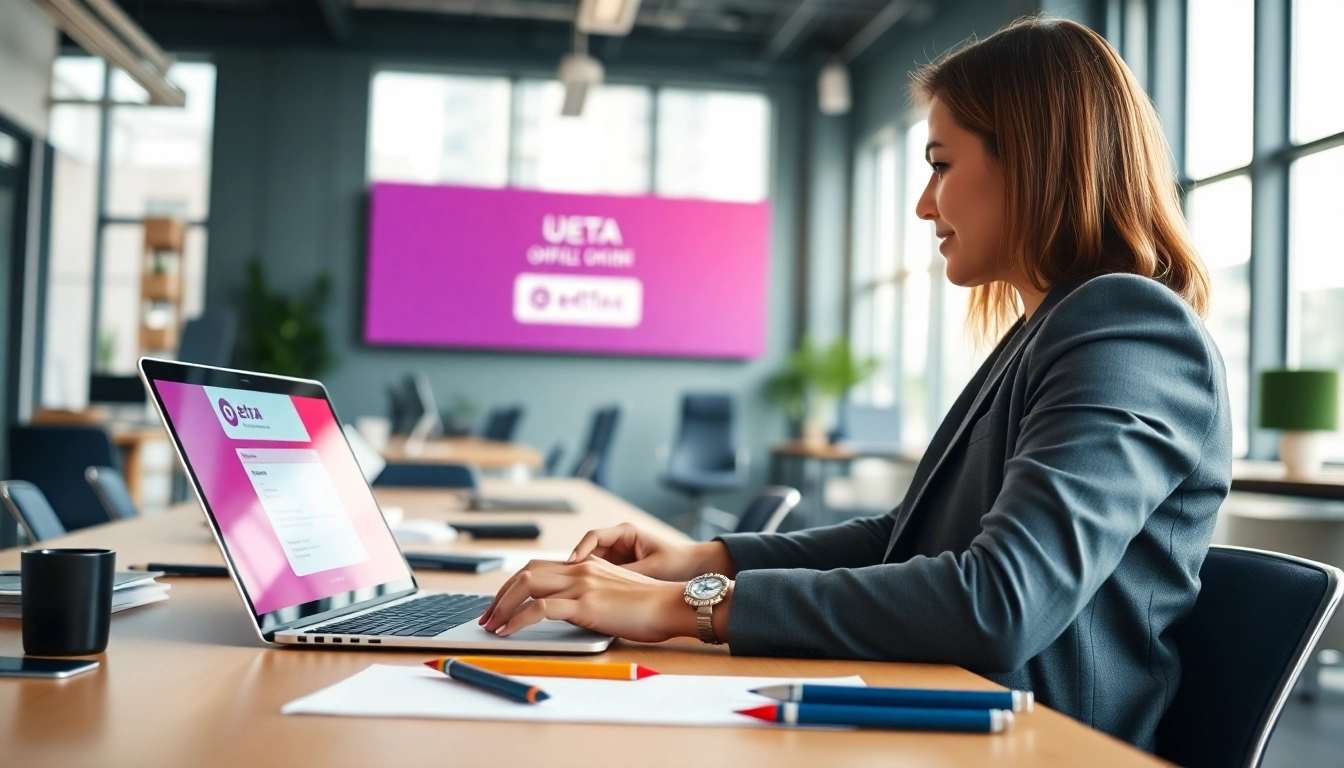 Complete the uk eta online application with ease in a vibrant office setting.