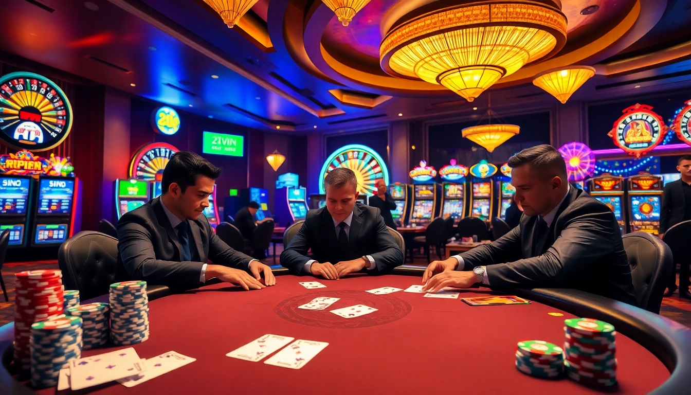 Experience high-stakes gameplay at https://23win.cooking/ with a thrilling poker table, stacked chips, and exciting casino elements.