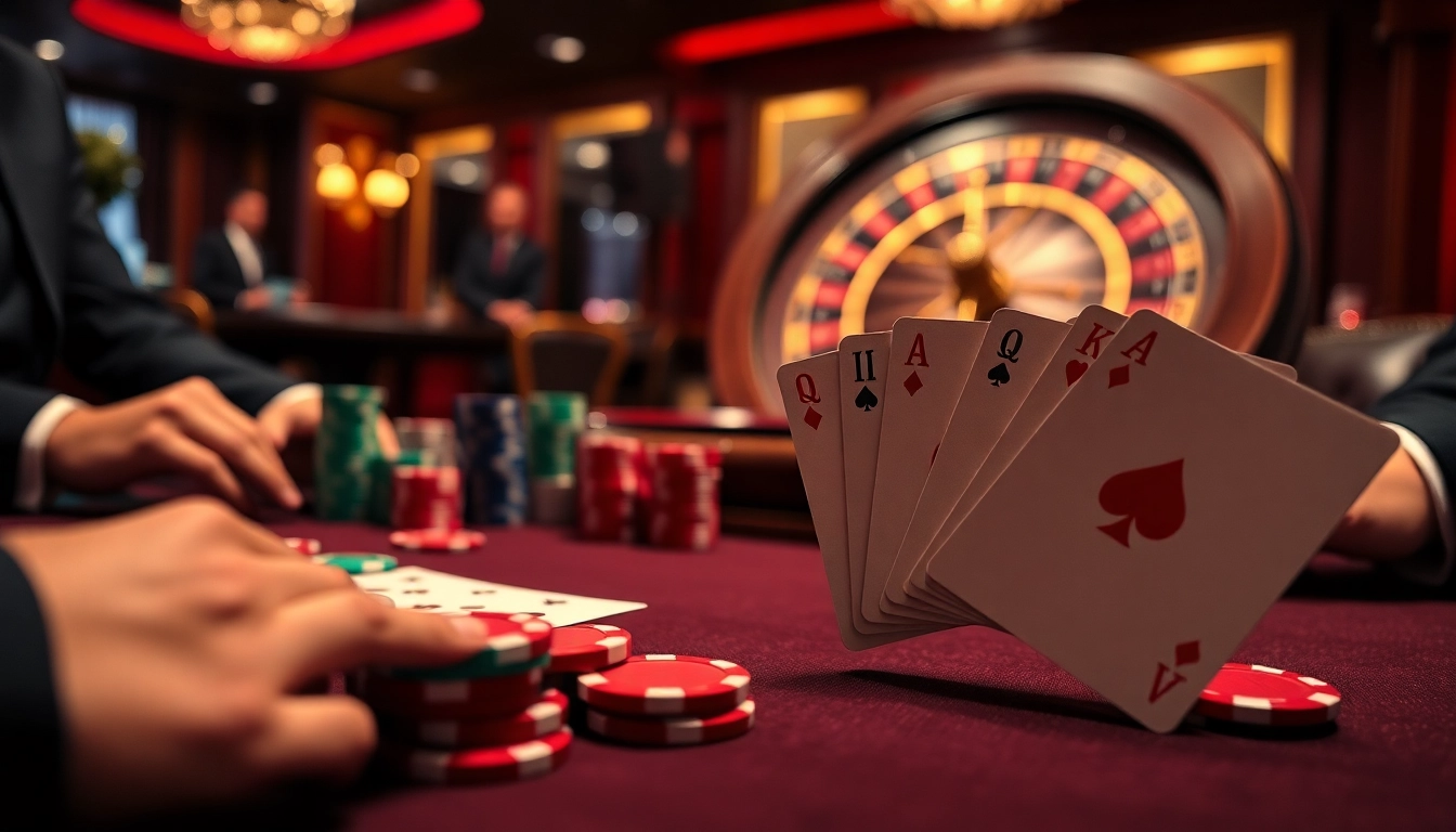 Players strategizing a high-stakes poker game at 88bet's luxurious casino table