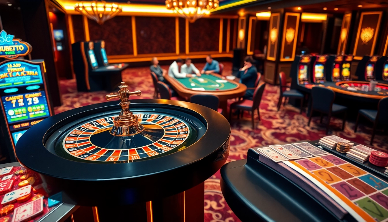 Experience the thrill of KJC at a luxurious casino with roulette tables and high-stakes poker games.