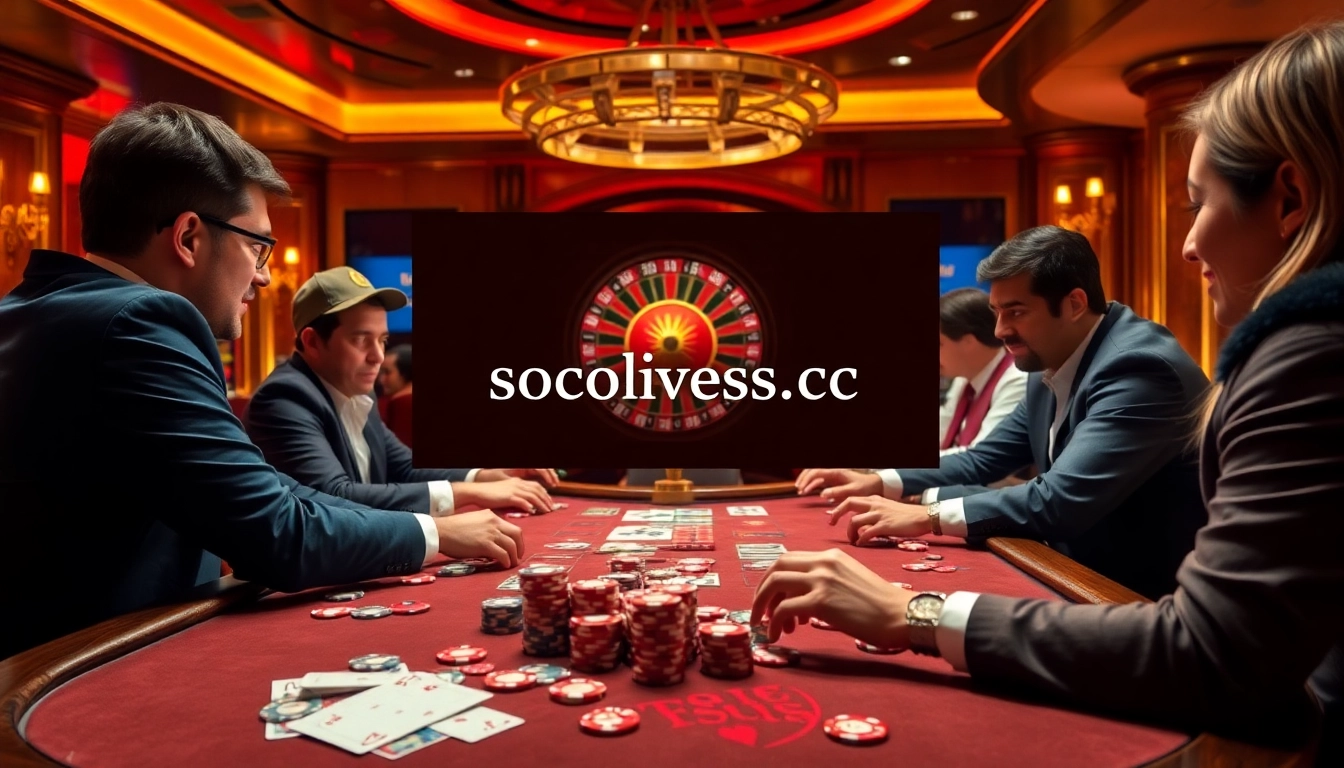 Experience the excitement of gambling at https://socolivesss.cc/ with a high-stakes poker game in a luxurious casino.
