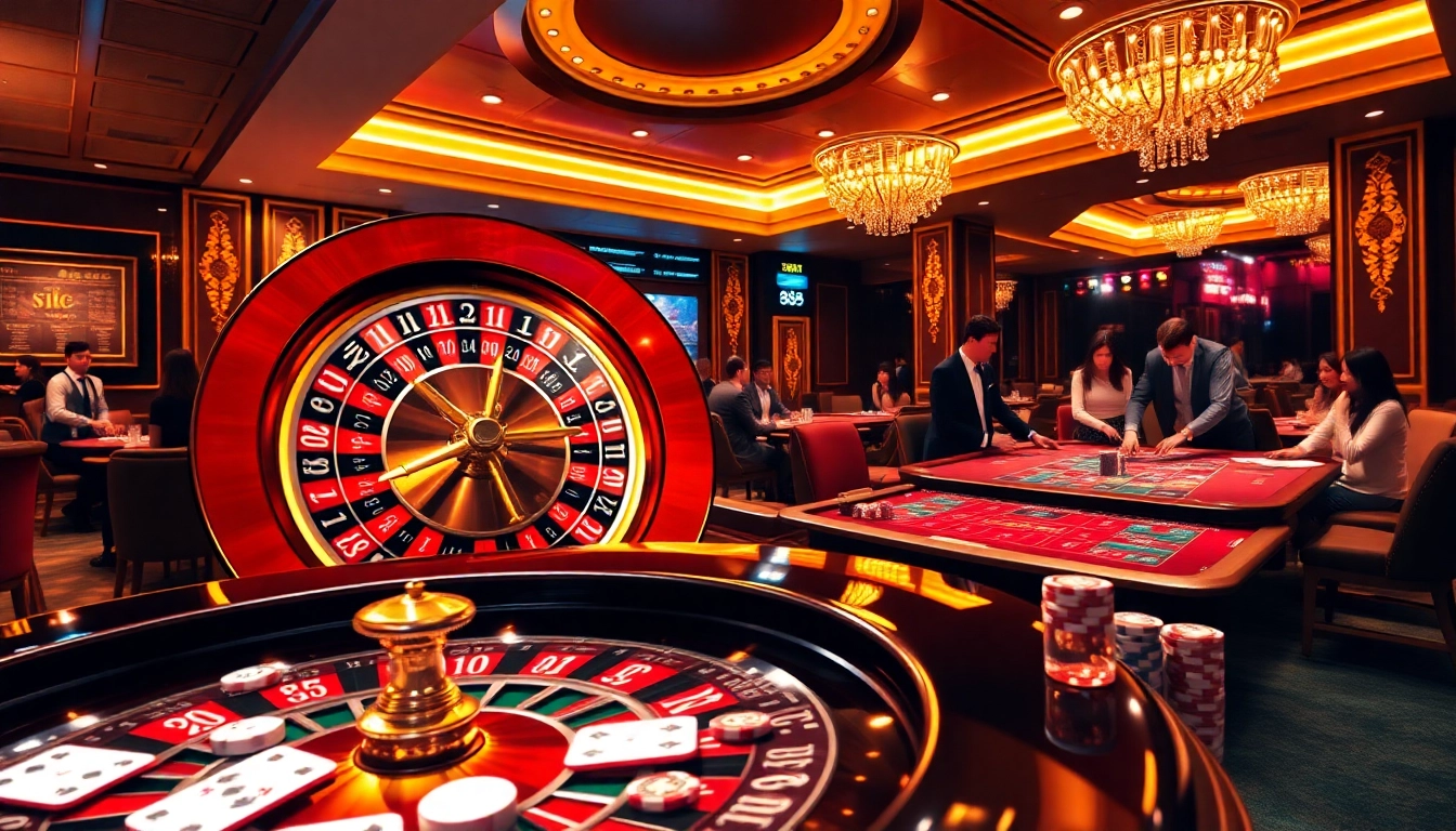 Experience the thrill of betting at https://88vn.cn.com/ with vibrant casino gaming visuals featuring roulette and poker tables.