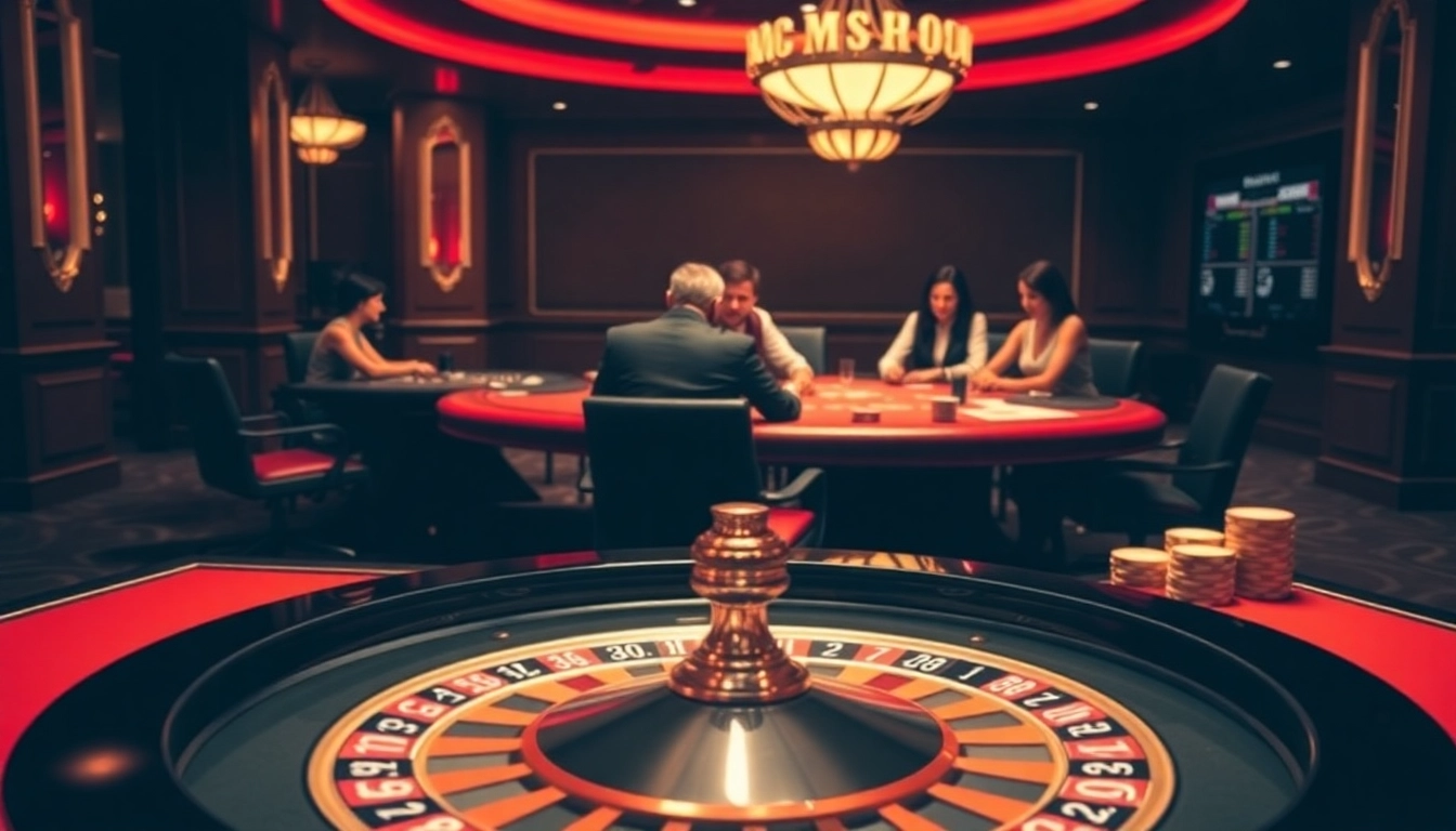 The hidden wiki reveals thrilling gambling strategies showcased in a vibrant casino scene with roulette and card games.