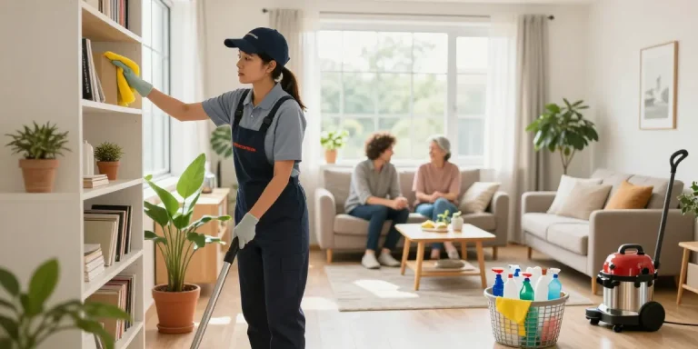 Professional cleaner performing reinigungen bern in a bright, modern home, fostering a fresh and inviting atmosphere