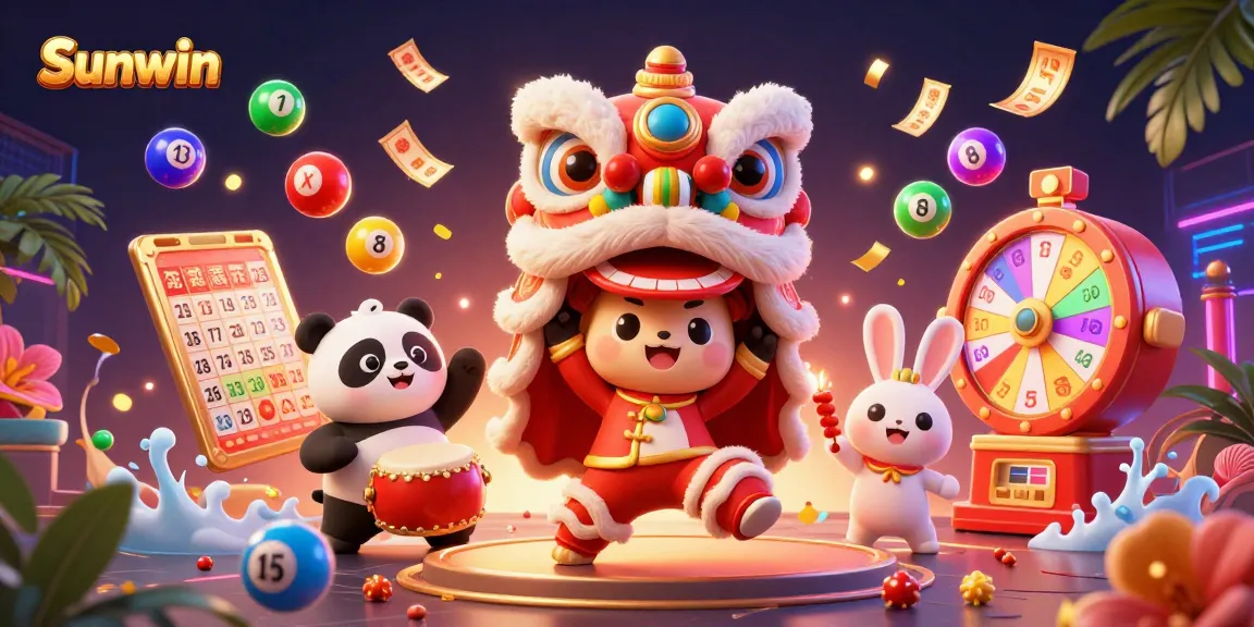 Engage in thrilling gameplay experiences with Sunwin's vibrant lottery-themed illustration.