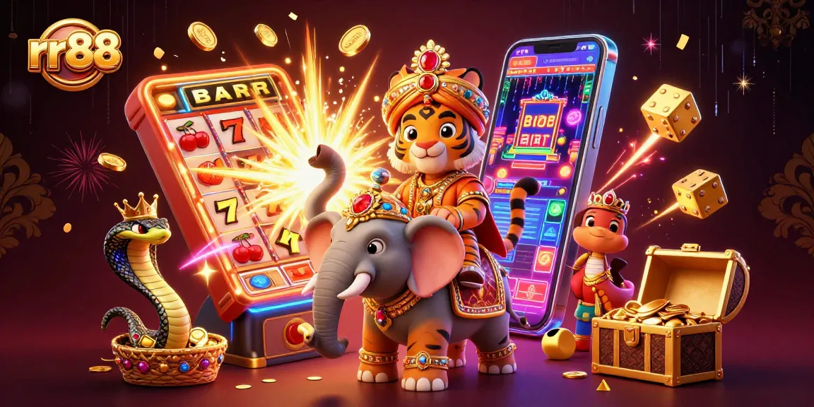 Win big at rr88 with our thrilling 3D casino illustration featuring vibrant games and characters!