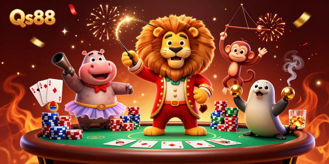 Win big with Qs88 at the thrilling circus casino featuring lively characters and vibrant games!