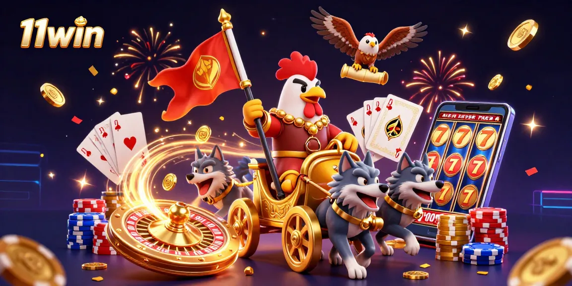 Experience thrilling gaming at 11win with vibrant casino elements and dynamic characters.