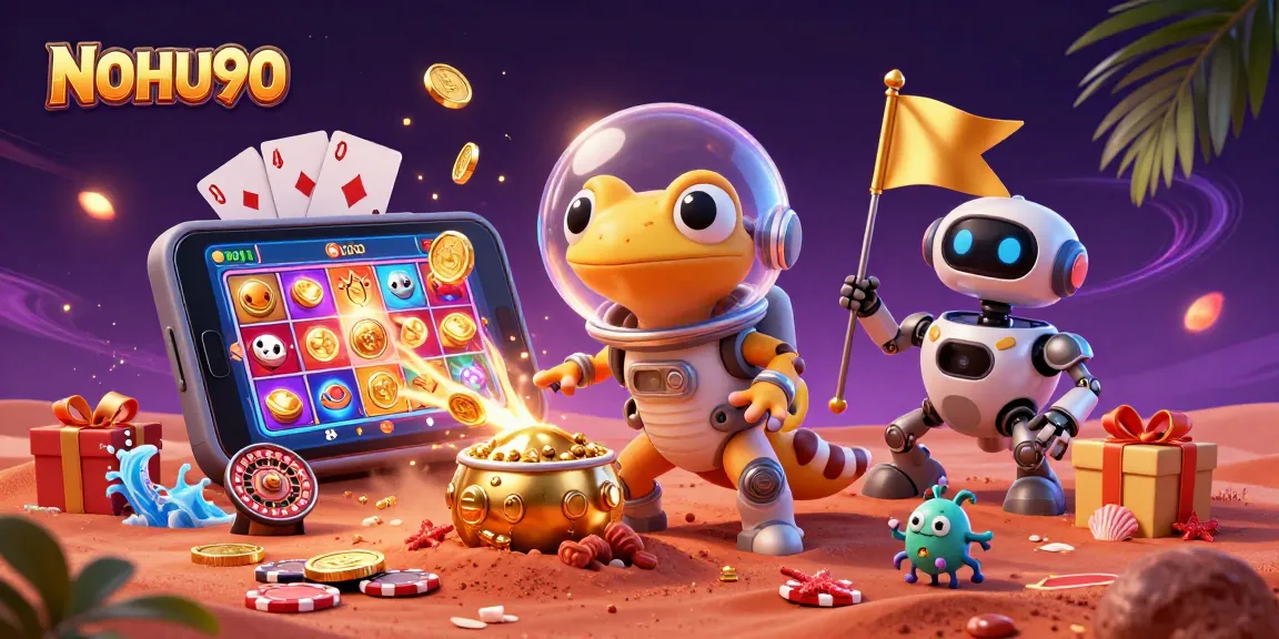 Engage in thrilling games at NOHU90, as the Martian gecko discovers a golden casino.